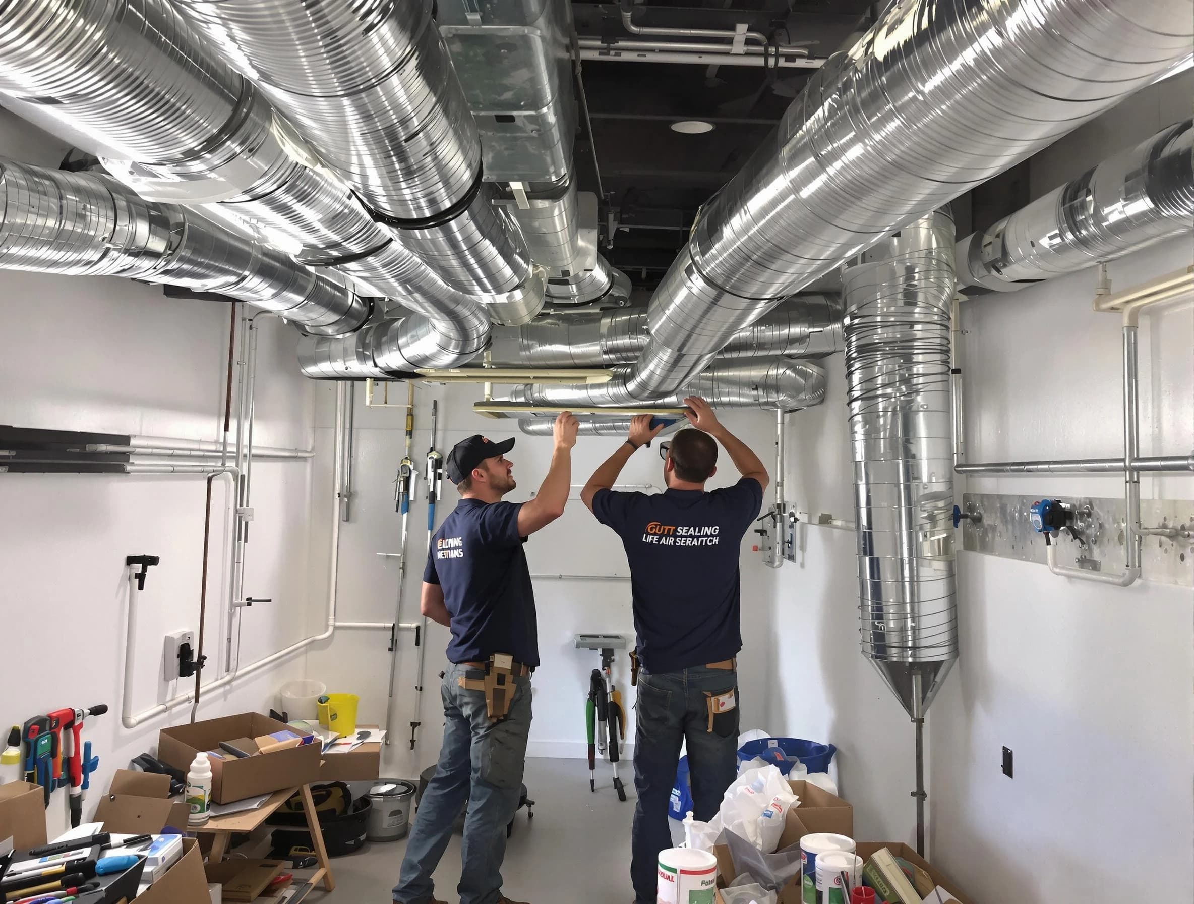 Powder Springs Air Duct Cleaning technician applying professional duct sealing solutions in Powder Springs