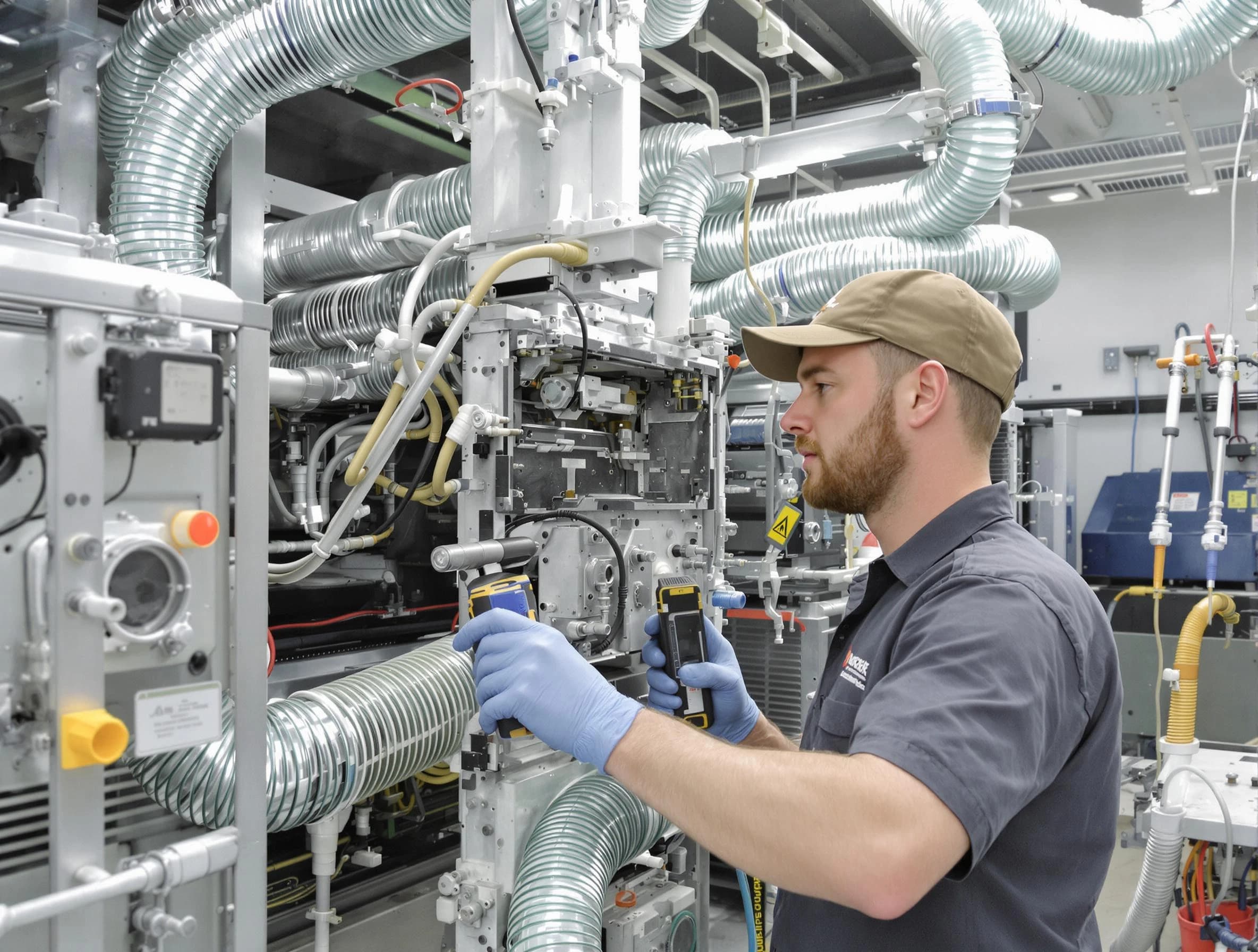 Powder Springs Air Duct Cleaning technician performing precision commercial coil cleaning at a business facility in Powder Springs
