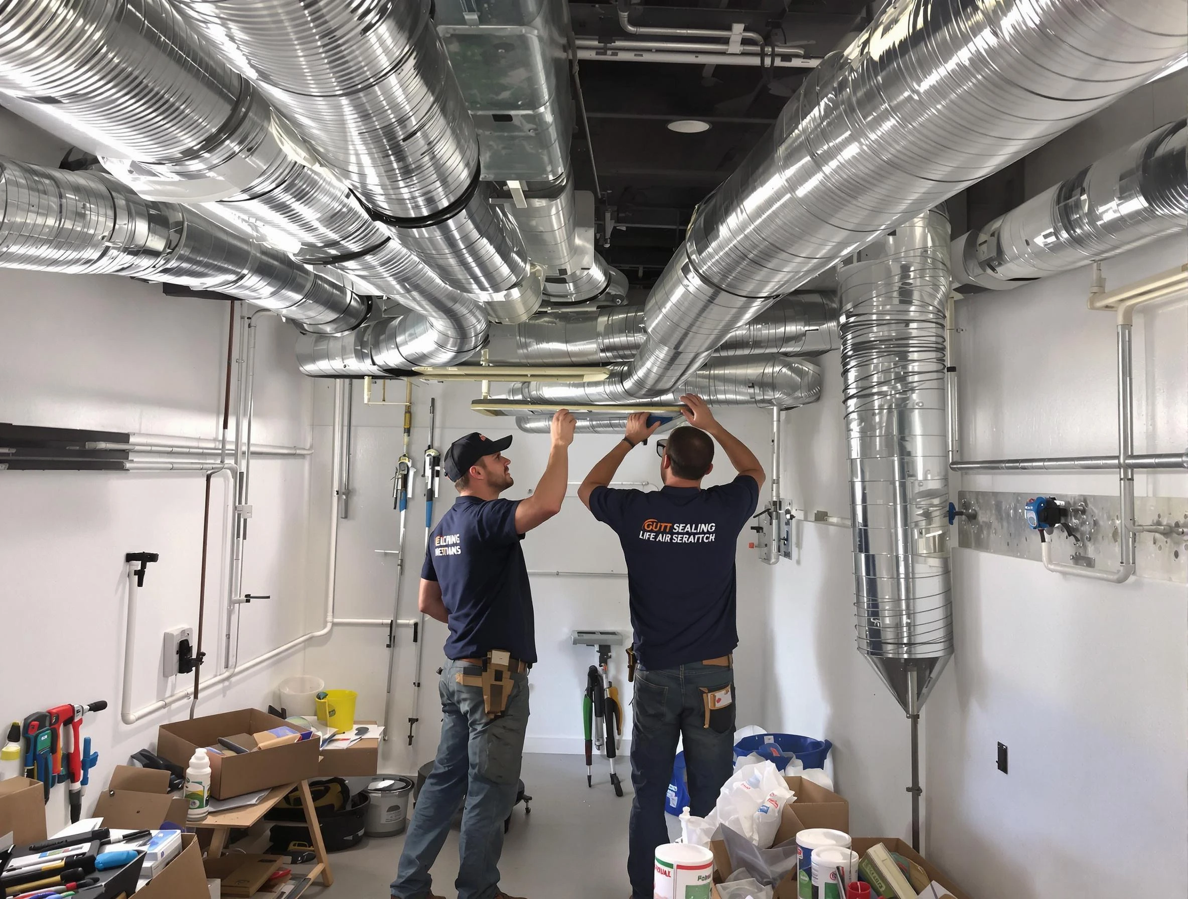 Powder Springs Air Duct Cleaning technician applying professional duct sealing solutions in Powder Springs